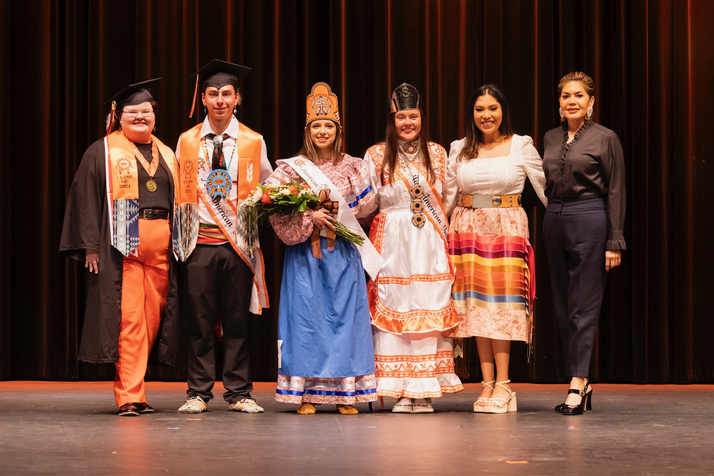 Miss American Indian OSU Lauren Pictured with fromer Misses Shaleigh, Kait, and MaCaylin and former Mr Caleb alongside Delegate Kim Teehee of Cherokee Nation