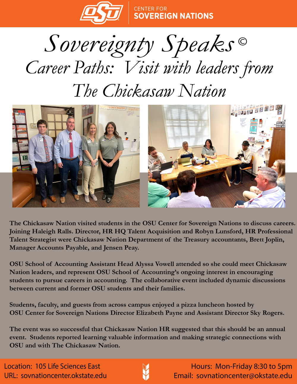 Headshots of Haleigh Ralls, Robyn Lunsford, Brett Joplin & Jensen Peay with the title ‘Chickasaw Nation Career Paths – Chickasaw Nation’.