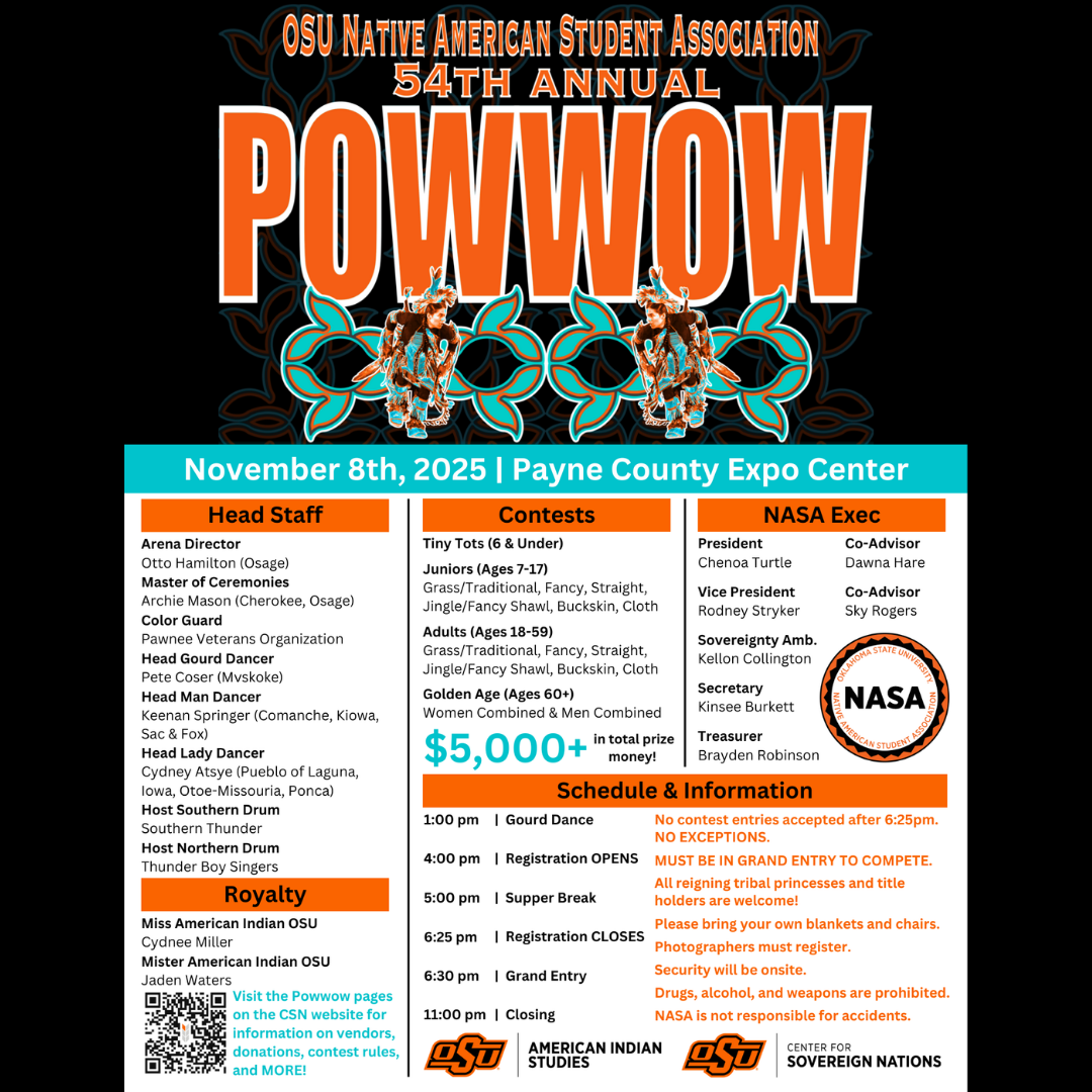 OSU NASA Powwow Flyer - November 8th at the Payne County Expo Center