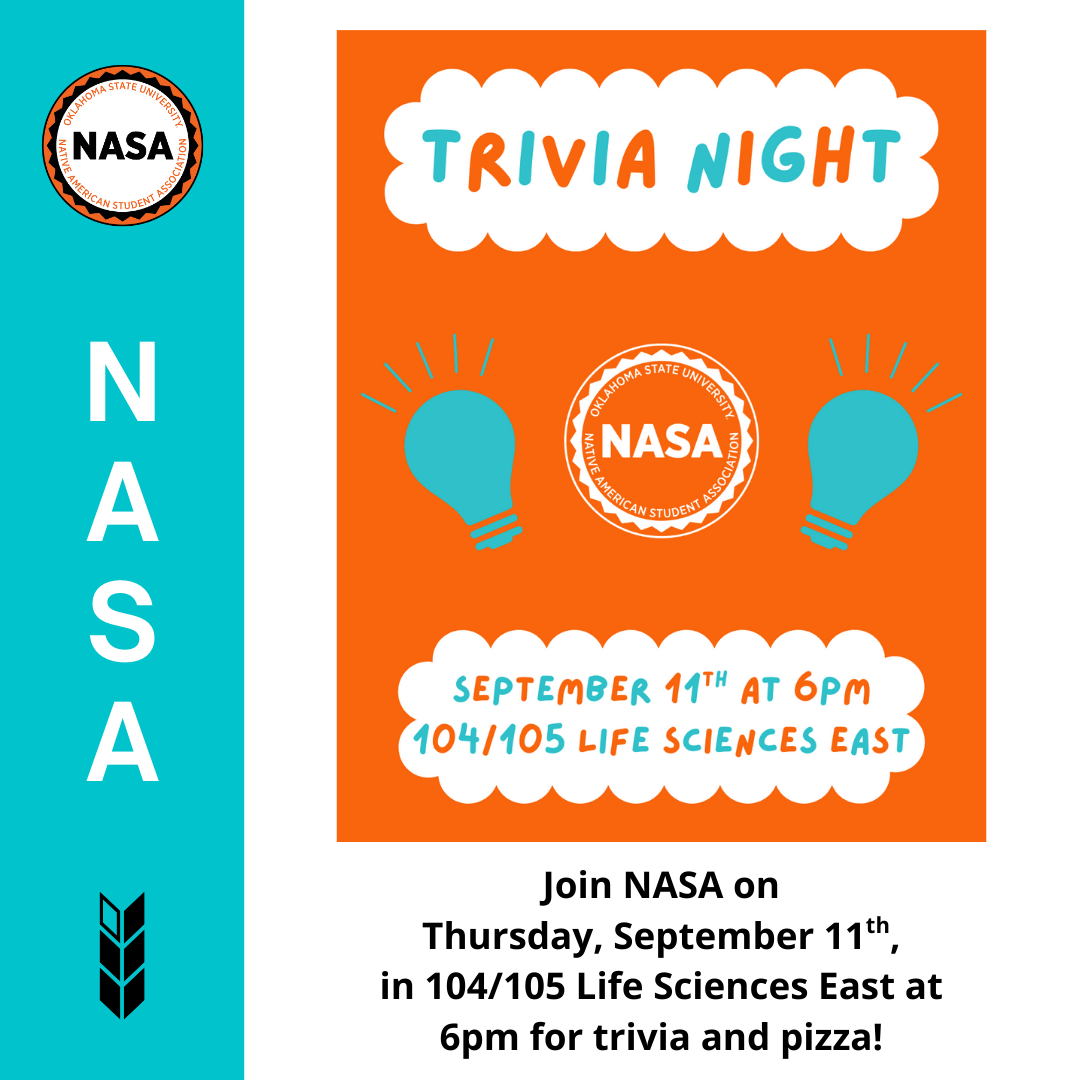 NASA trivia night. Join NASA on Thurs., Sept. 11th in 104/105 Life Science East at 6pm for trivia and pizza.
